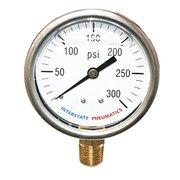 Interstate Pneumatics Oil Filled Pressure Gauge 300 PSI 2-1/2 Inch Dial 1/4 Inch NPT Bottom Mount G7022-300